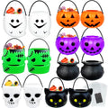 14 Pack Mini Halloween Candy Holders Ghost Pumpkin Cauldron Buckets with Candy Bags & Ties