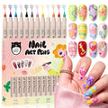 Red 12-Color 3D Nail Art Pen Set - Waterproof, Quick Dry, Fine Tip