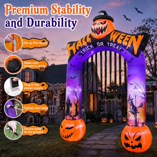 10 FT Halloween Inflatable Archway with LED Lights for Outdoor Lawn Decor