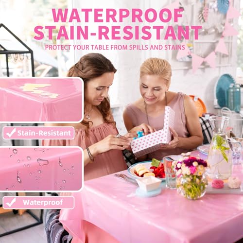 Pink Disposable Tablecloths Pack - 54 x 108 Inches for Party Events