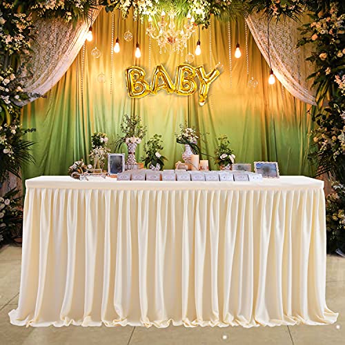 17ft Ivory Pleated Table Skirt for Rectangle Tables Wedding Party Baby Shower