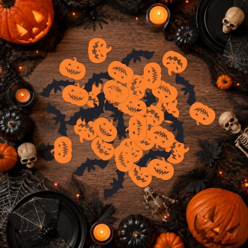 Halloween Confetti Set – Bats & Pumpkins for Table Decor, 120 Pieces