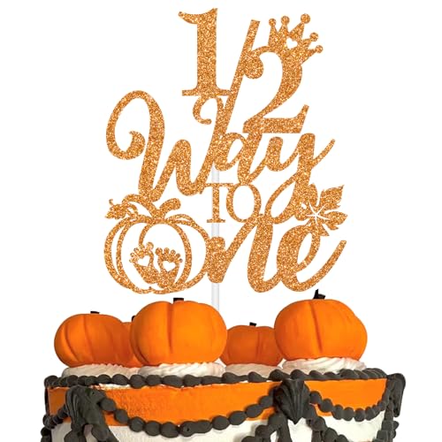 Half Pumpkin Cake Topper for First Birthday Baby Shower Fall Halloween Celebration