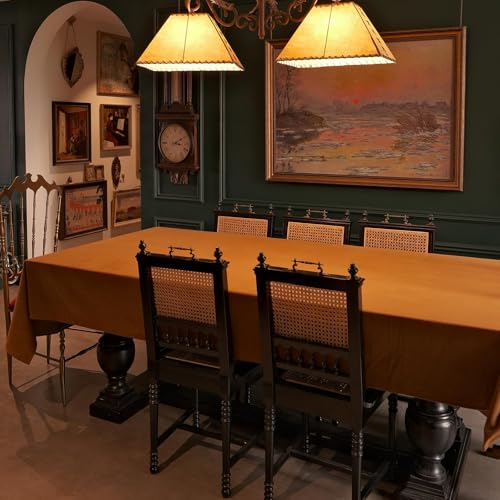 Rectangular Velvet Tablecloth 72 x 54 Inch Waterproof Spillproof Washable Fall Thanksgiving Caramel