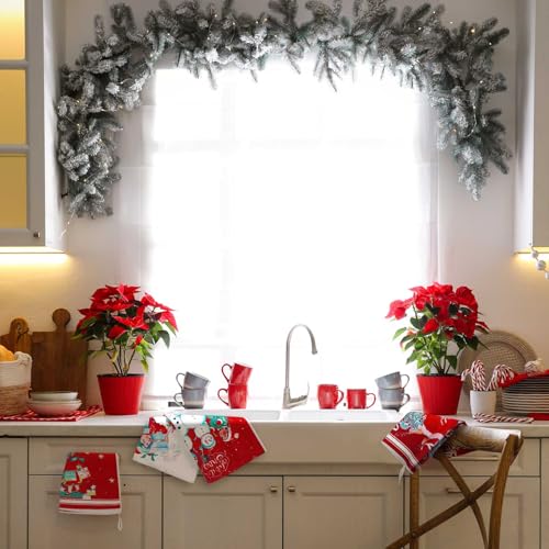 Christmas Kitchen Towels Set - 12 Pack Holiday Dish Towels for Housewarming Gift