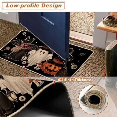 Spooky Ghost Halloween Kitchen Rugs Set of 2 - 17x29 & 17x47 Inches