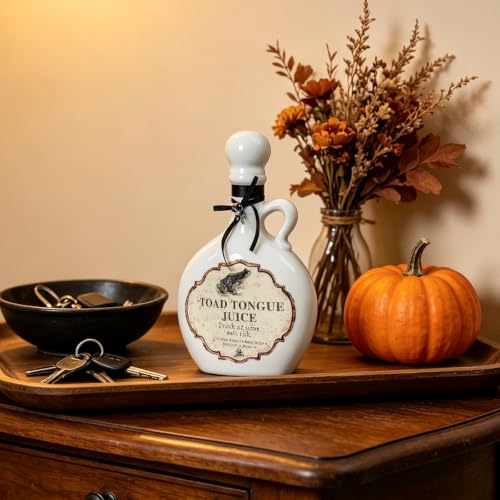 Ceramic Halloween Potion Bottle - White Toad Variation for Gothic Decor