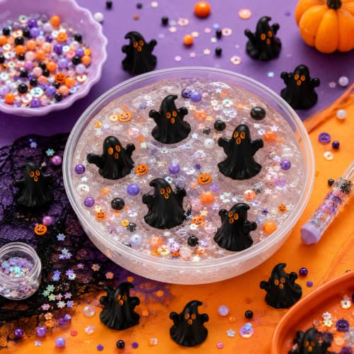 Halloween Mini Resin Ghost Figurines Set of 40 - Spooky Black Decorations