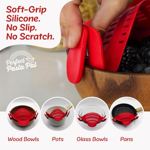 Silicone Pasta Strainer Clip-On Pot Drainer for Vegetables & Food