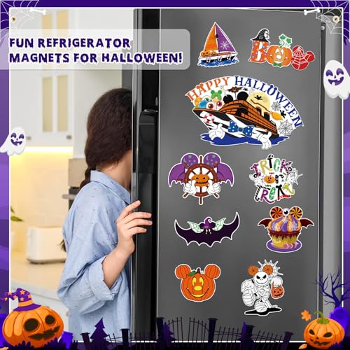 Halloween Cruise Door Magnets Set - 16 Decorative Magnetic Stickers for Refrigerator, Car & Carnival Ship