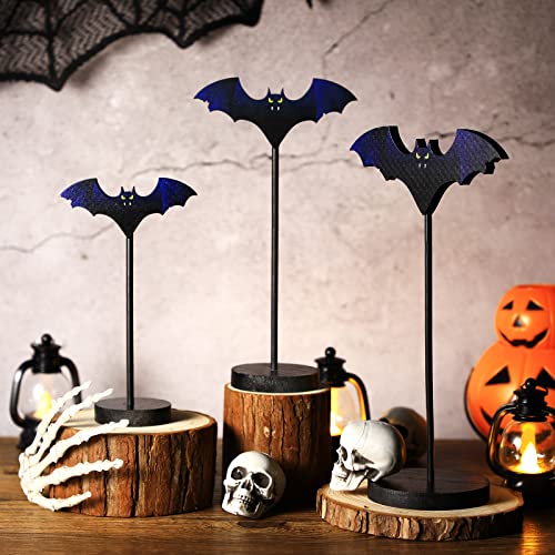 Halloween Bat Table Decorations Set - Wooden Bat Centerpieces with Stand - Rustic Home & Party Decor - Variation: Bat