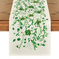 Floral Shamrocks Table Runner 13x72 Inch St. Patrick's Day Home Decor Beige