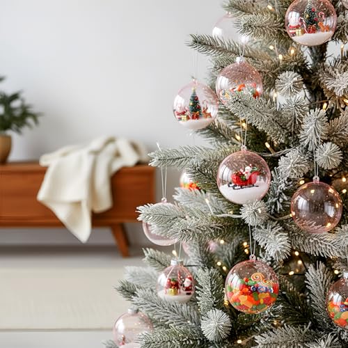 Pink Fillable Plastic Christmas Ornaments Set - 36 Pieces, 80mm/3.15 Inch
