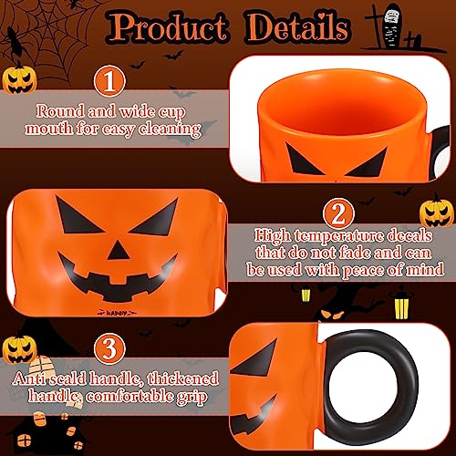 Halloween Coffee Mugs Set - 4 Pieces, 15oz Pumpkin Ghost Cute Style