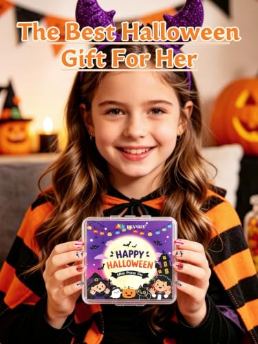 Kids Halloween Press-On Nail Set - 9 Styles Pumpkin Ghost Web Bat - Variation of THIS listing