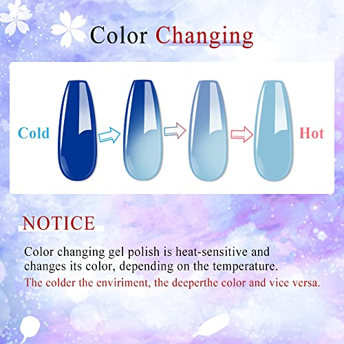 Mood Temperature Color Changing Gel Nail Polish Set - Glow in the Dark, A-Glow in the Dark
