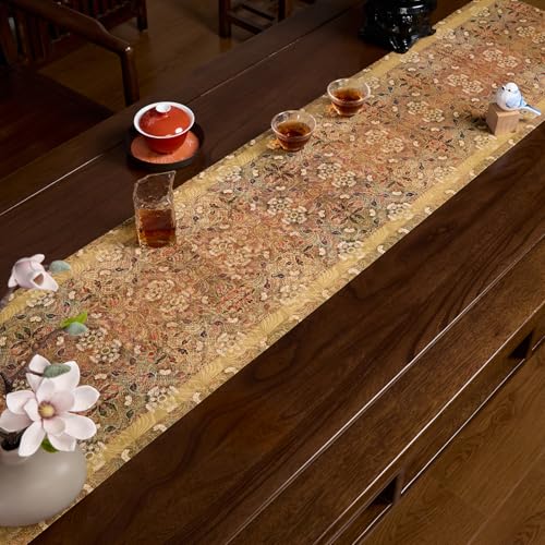 Petal Rain Floral Brocade Table Runner 13x85 Inches Fall Decor - Rectangular