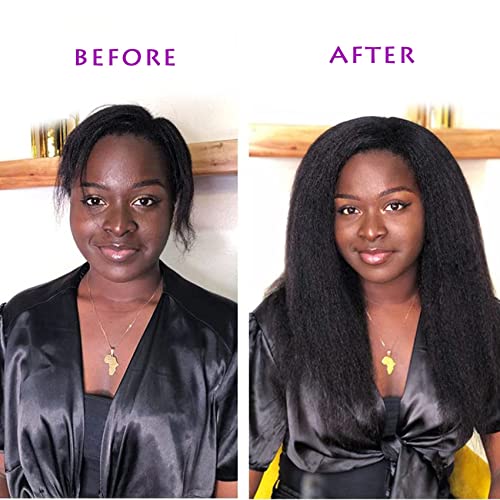 22-Inch Kinky Straight Clip-In Hair Extensions - Thick, Unprocessed Human Hair