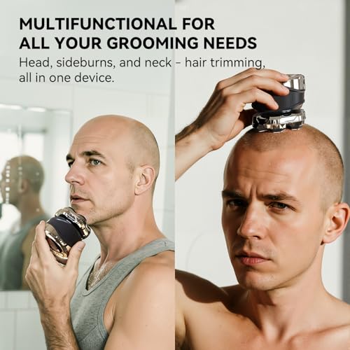 Men's Electric Rotary Shaver Black Matte 7D Floating Head Waterproof Fast Charge