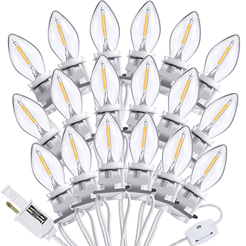 18 LED Bulb Christmas Village Light Cord with Switch & Fuses - 31ft C7 String Lights