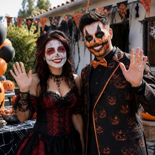Halloween Face Paint Kit White Red Black Blue Orange 9 Pcs with Brushes