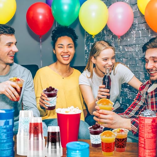 Red Blue Spider Web Plastic Cups 16oz - Birthday Party Decoration, 60 Pack