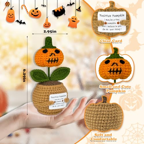 Crochet Pumpkin Planter - Funny Positive Halloween Fall Home Decor Gift
