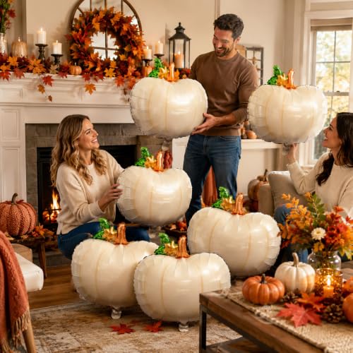 White Pumpkin Balloons Set - 12pcs Fall Thanksgiving Party Decorations