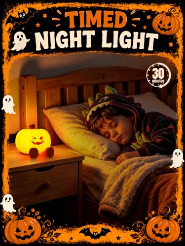 Ammonite Pumpkin Night Light G - Silicone Halloween Nursery Lamp with 3 Dimming Levels