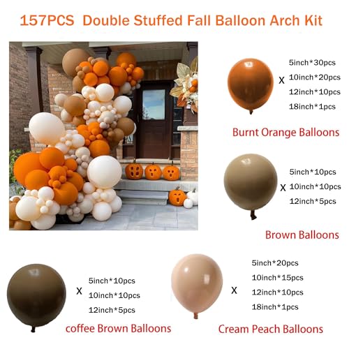 Fall Balloon Arch Kit with Burnt Orange & Cream Peach Balloons for Weddings & Events