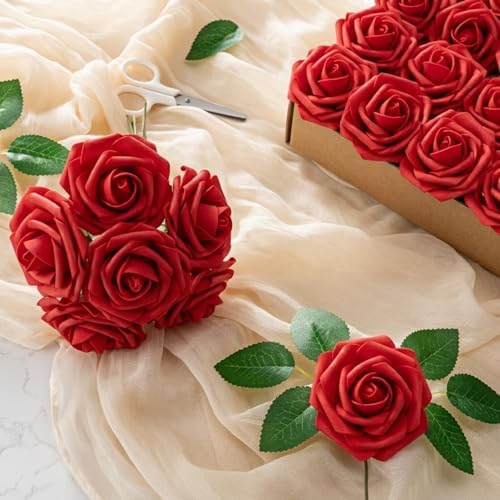 Artificial Roses Flowers 25pcs Red Foam Wedding Bouquet Decor - Variation of THIS listing