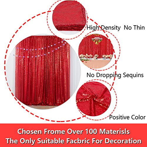 Red Sequin Backdrop Curtains for Party 2ft x 8ft - 2 Panels