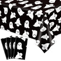 Black and White Ghost Halloween Plastic Tablecloths 54 x 108 Inches - 4 Pack