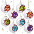 Halloween Glass Eyeball Ornaments Set of 8 - Reflector & Glitter Accents