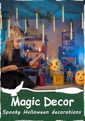 Floating Candle Set with Remote & Timer - Halloween Decor, 12 Pieces, Flickering White Light