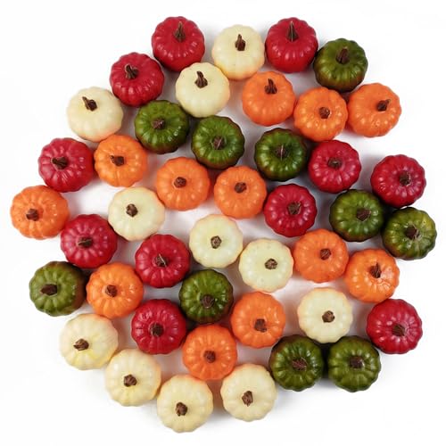 Artificial Mini Pumpkins for Fall Decor - 20 Pack, Realistic Halloween & Thanksgiving Table Centerpieces