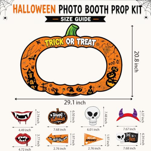 Halloween Pumpkin Photo Booth Props Kit - Spooky Party Accessories, 26 Pieces
