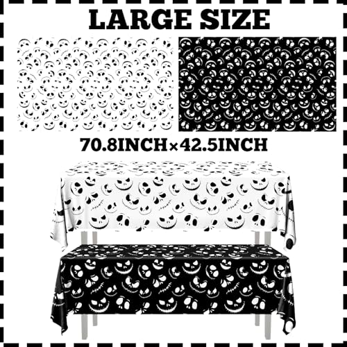 Halloween Tablecloth 2-Pack Black and White Nightmare Party Decor 70x43 Inches