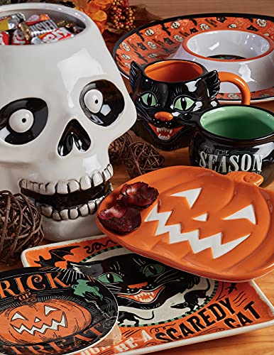 Medium Assorted Halloween Canape Plates - Set of 4, 6 Inch Ceramic Dinnerware