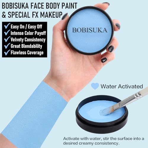 Light Blue Face & Body Paint Kit - Water-Based Halloween SFX Makeup & Cosplay