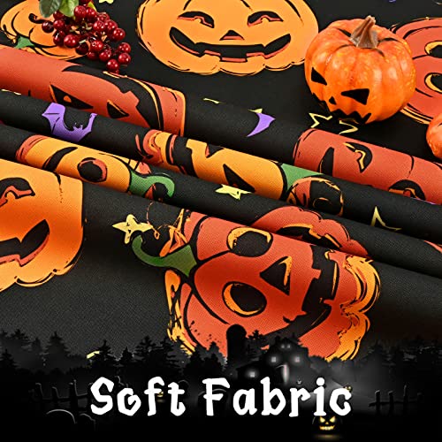 Halloween Tablecloth 84x60 Inch Pumpkin Bat Pattern Waterproof Spillproof Decor