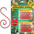 Red 50 Pcs Christmas Ornament Hooks – S-Shaped Holiday Tree Hangers