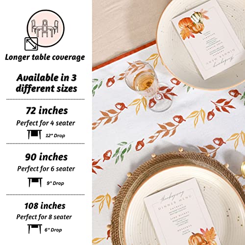 Folkulture Fall Cotton Table Runner 14x90 Inches - Botanique Style