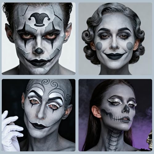 Oil-Based Face Body Painting Foundation - Grey, Waterproof Halloween SFX