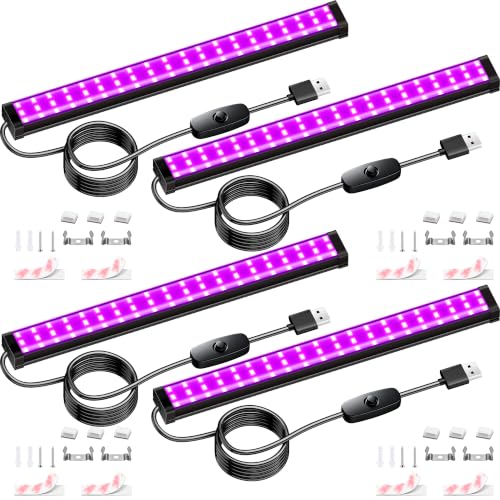 Black Light Bar 10W USB UV LED Strip 4 Pack for Fluorescent Glass & Decor - Variation of 4