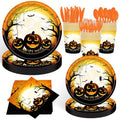 Halloween Party Supplies Disposable Pumpkin Plates Napkins Dinnerware Set for 20 Guests