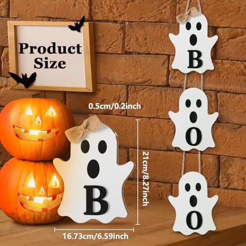 Vicenpal Halloween Boo Ghost Wooden Door Hanger Sign - Classic Variation