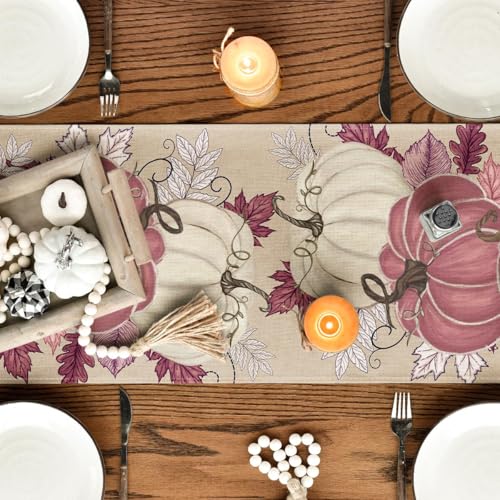 Pink 13x90 Inch Fall Table Runner Polyester Home Decor for Dining & Parties
