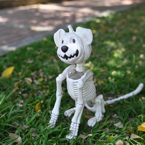 18-Inch Pumpkin Skeleton Dog Decoration for Halloween Yard & Indoor Decor