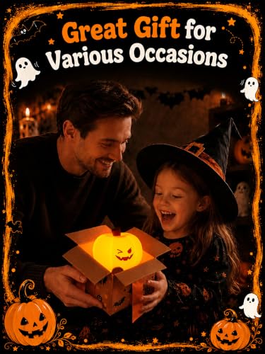 Ammonite Pumpkin Night Light G - Silicone Halloween Nursery Lamp with 3 Dimming Levels